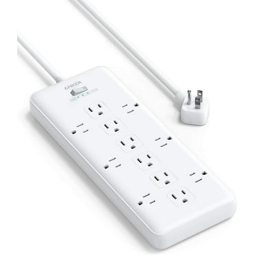 Black&White Witeem Power Strip with 12 Outlets and 4 USB Ports 4360Joules 5V/6A Flat Plug 2 Pack 6 Feet Long Extension Cord 